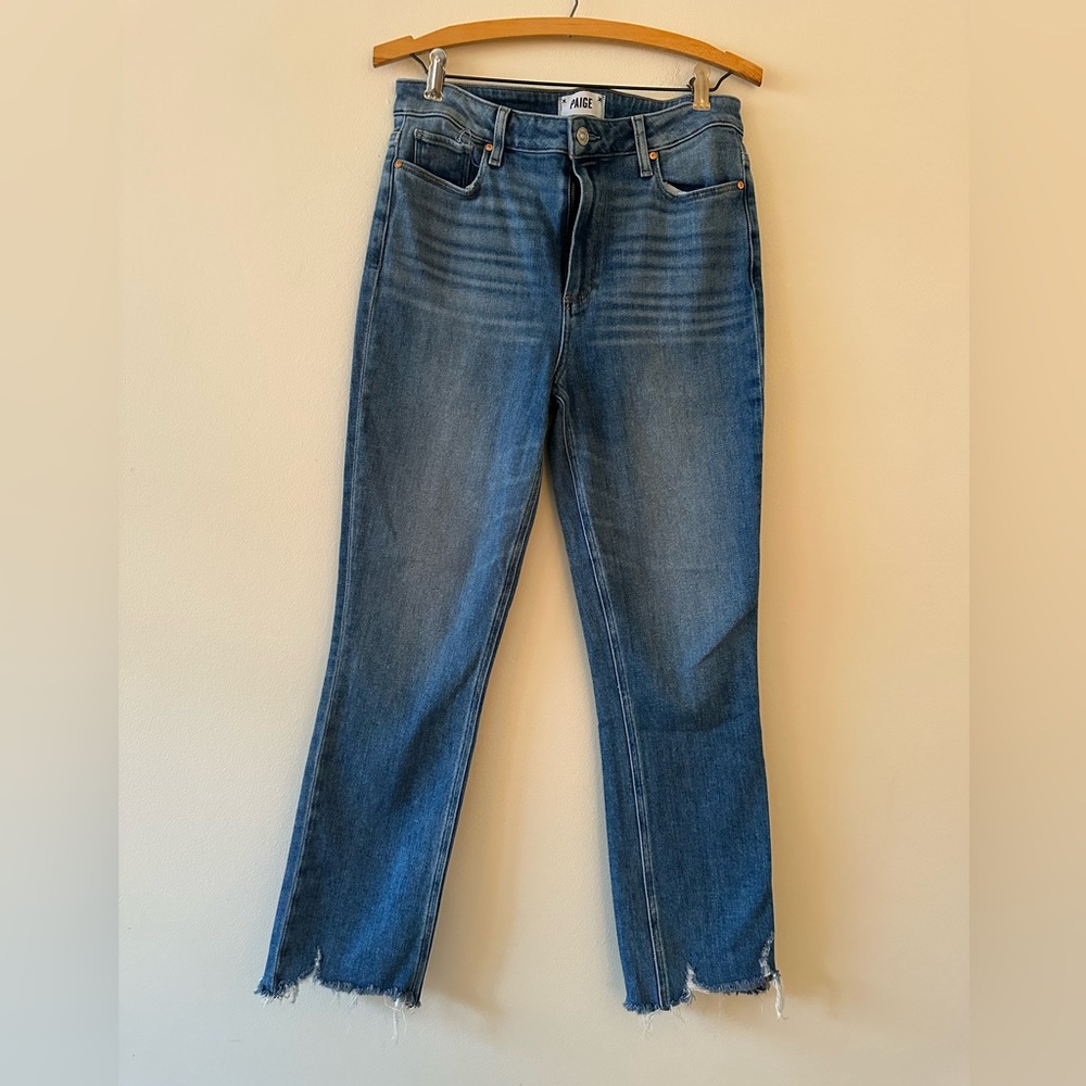 PAIGE Vintage Denim, Cindy Straight Leg Destroyed Hem Jean, Mel Wash, Size 26